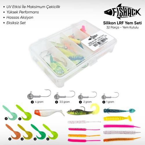 Silikon LRF Yem Seti - 32 Parça - Yem Kutulu - Fishack - Karides Kokulu