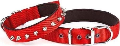 Comfort Dokuma Çivili Köpek Boyun Tasması Medium Kırmızı 2.5x37-45 Cm