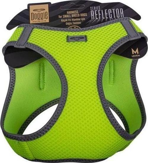 Havalı Dokuma Reflektör Küçük Irk Köpek Göğüs Tasması Medium Sarı 38-44 Cm