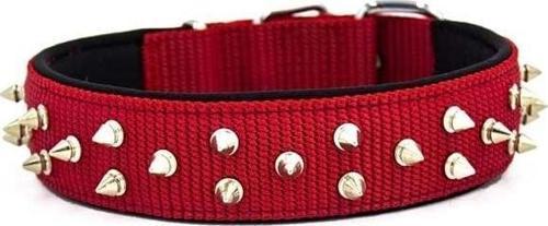 Comfort Dokuma Çivili Köpek Boyun Tasması Medium Kırmızı 4x52-60 Cm