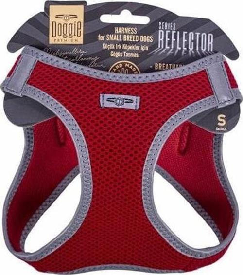 Havalı Dokuma Reflektör Küçük Irk Köpek Göğüs Tasması Small Kırmızı 32-38 Cm