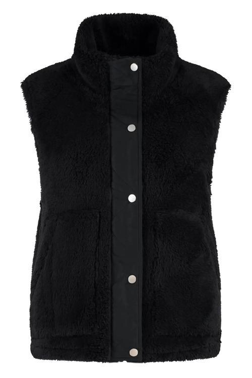 Onlbari Regular Fit Dik Yaka Cepli Peluş Bayan Yelek 15358902 SİYAH