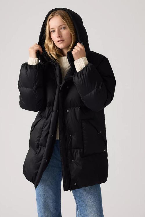 Kaiptoneli Regular Fit Kapüşonlu Bayan Mont 003HB-0000 SİYAH