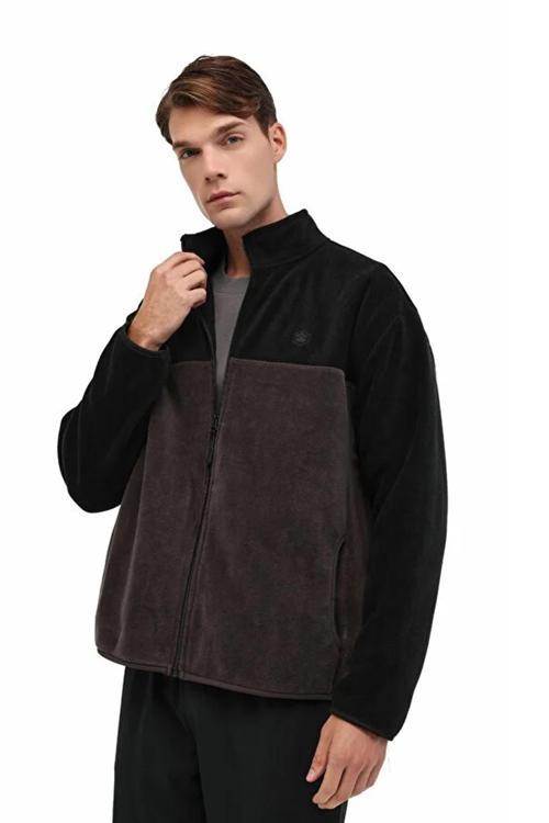 Regular Fit Dik Yaka Fermuarlı Erkek Polar 7PLR002 5PR SİYAH