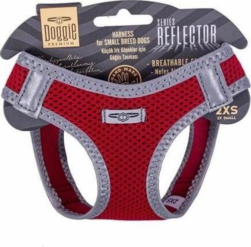Havalı Dokuma Reflektör Küçük Irk Köpek Göğüs Tasması Xxsmall Kırmızı 26-30 Cm