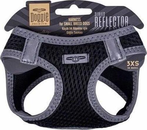 Havalı Dokuma Reflektör Küçük Irk Köpek Göğüs Tasması Xxxsmall Siyah 22-26 Cm