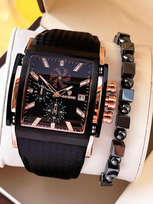 Nişan Ve Damatlara Özel Deri Kordon 2 Yıl Garantili 5 Atm Erkek Kol Saati+Bileklik RMD.54