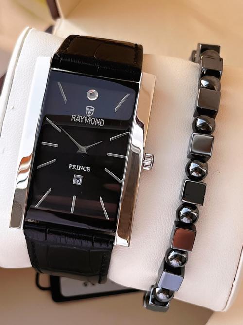 Nişan Ve Damatlara Özel Deri Kordon 2 Yıl Garantili 5 Atm Erkek Kol Saati+Bileklik RMD.47