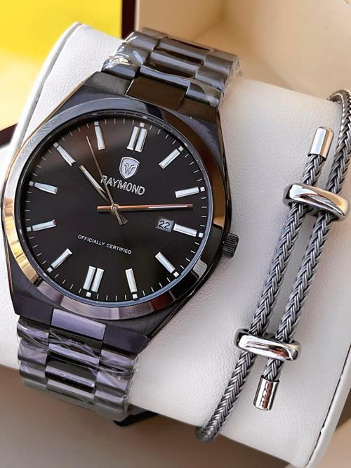 Nişan Ve Damatlara Özel Çelik Kordon 2 Yıl Garantili 5 Atm Erkek Kol Saati+Bileklik RMD.26