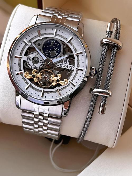 Özel Tasarım Otomatik Mekanizma Çelik Kordon 5 Atm Suya Dayaknıklı Erkek Kol Saati W.14626.2