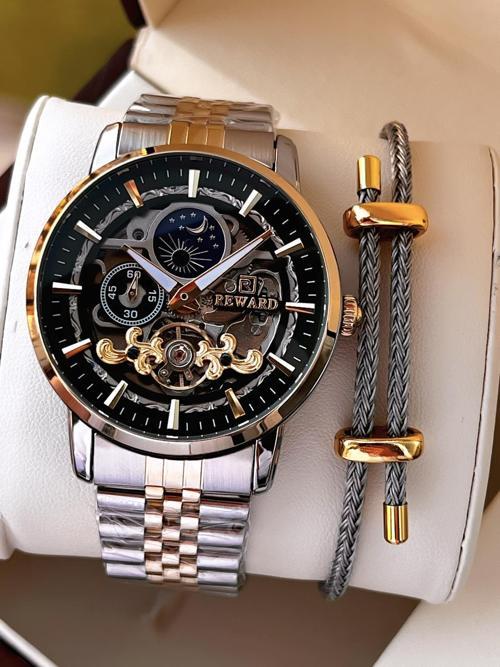 Özel Tasarım Otomatik Mekanizma Çelik Kordon 5 Atm Suya Dayaknıklı Erkek Kol Saati W.14626.5