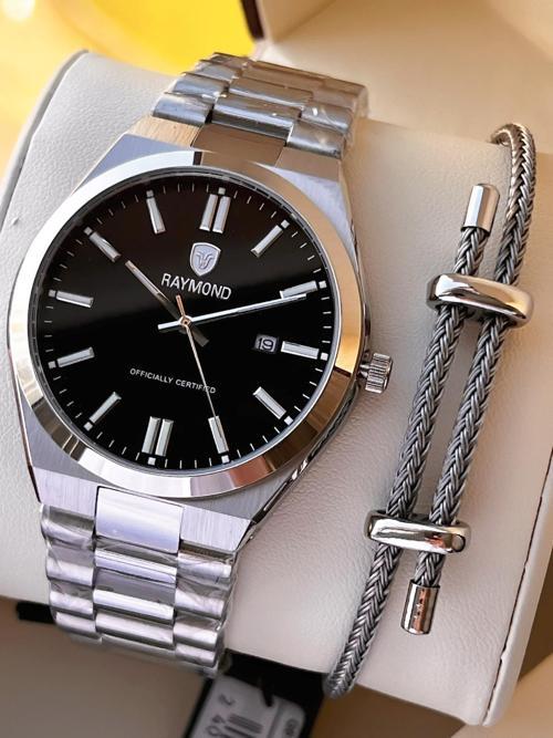 Nişan Ve Damatlara Özel Çelik Kordon 2 Yıl Garantili 5 Atm Erkek Kol Saati+Bileklik RMD.24