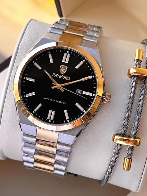 Nişan Ve Damatlara Özel Çelik Kordon 2 Yıl Garantili 5 Atm Erkek Kol Saati+Bileklik RMD.27