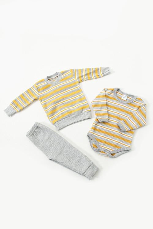 3Lü Fitilli Sarı Pijama Takımı