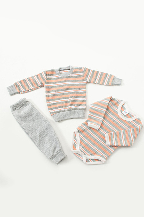 3Lü Fitilli Yavruağzı Pijama Takımı