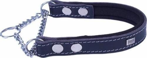 Konfor Deri Zincirli Köpek Boğma Tasma Medium Siyah 2x35-45 Cm