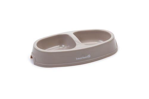 Kedi İkili Mama ve Su Kabı, Plastik, Bej, 2x150ml