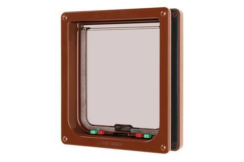 CatMate Kedi Kapısı, Büyük, Çift Yönlü, 4 fonksiyonlu, Kahverengi, 23,5x25,2cm