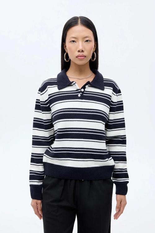 Çizgili Kadın Kazak