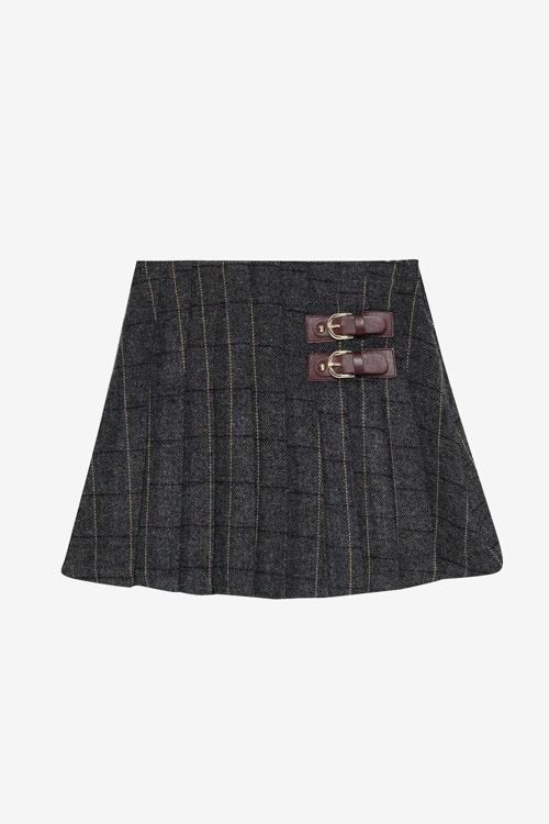 Toka Detaylı Pileli Etek