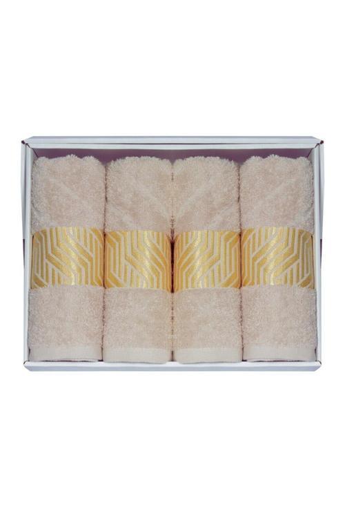 Bursa Varak Serisi 50x90cm %100 Pamuk 4lü Yüz Havlusu Vizon VVHM0021