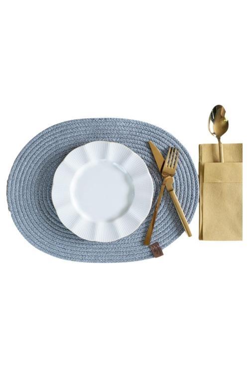 Amerikan Servis Tekli Supla Lux Sunum Tabak Altlığ - Oval Gri VVHM0042