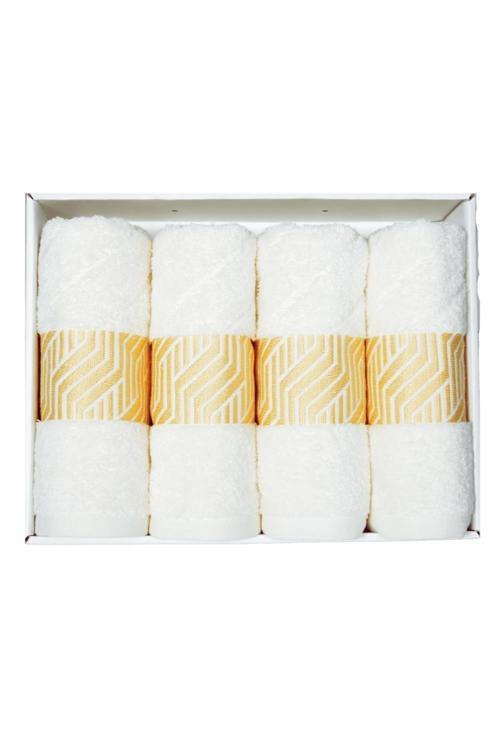 Bursa Varak Serisi 50x90cm %100 Pamuk 4lü Yüz Havlusu Beyaz VVHM0020