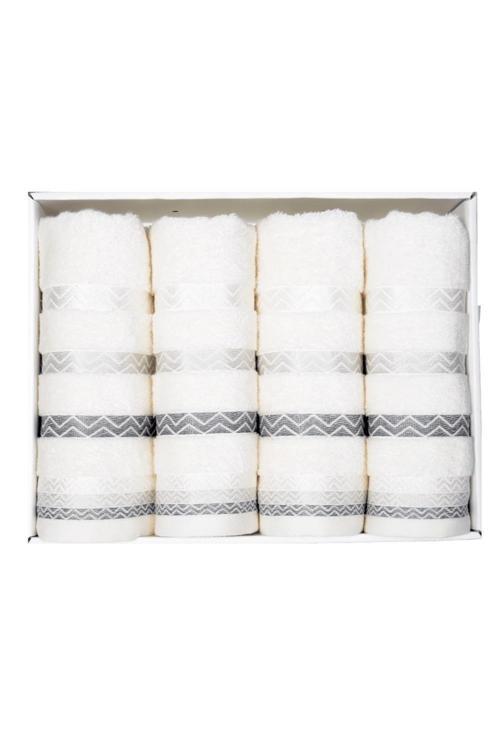 Bursa Varak Serisi 50x90cm %100 Pamuk 4lü Yüz Havlusu Beyaz VVHM0026