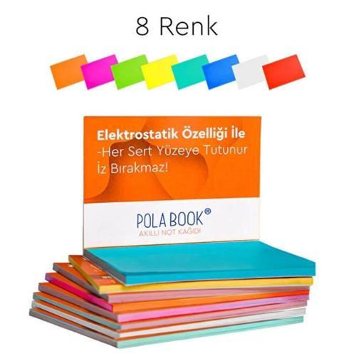 Elektrostatik Yapışkanlı Akıllı Not Kağıdı Seti 7x10 cm – 50 Sayfa Pratik Ofis Not Defteri 8 Renk 