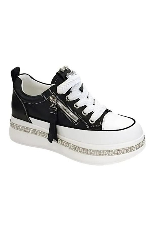 25Y423-4 GİZLİ DOLGU TAŞ SARGILI KADIN SNEAKER AYAKKABI
