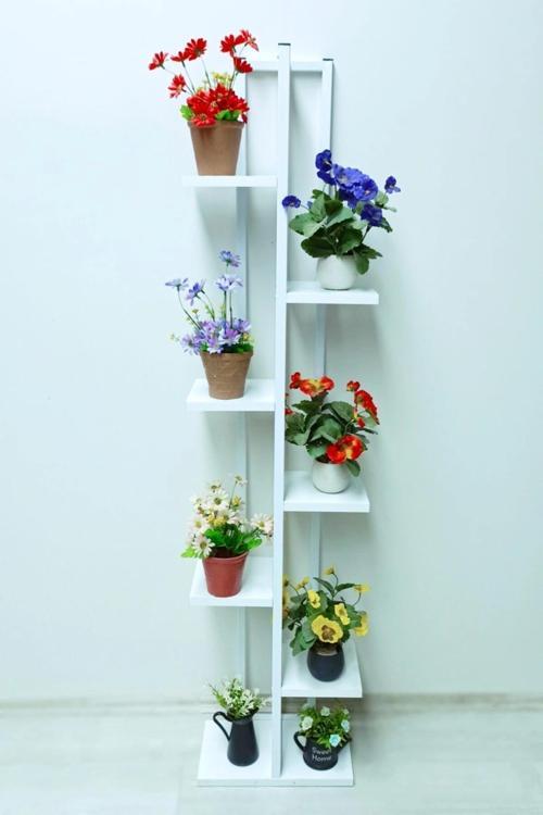 Metal Gövdeli 7 Bölmeli Dikey Çiçeklik,saksılık