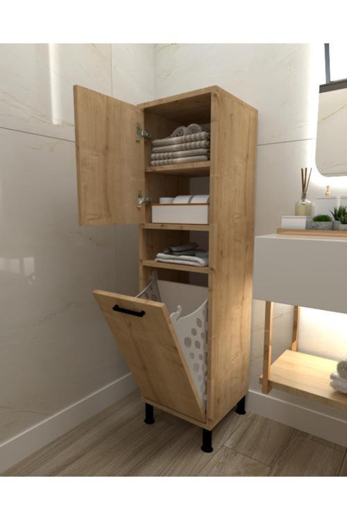 Mobiga Linda Çamaşır Sepetli Çok Amaçlı Banyo Dolabı Safirmeşe