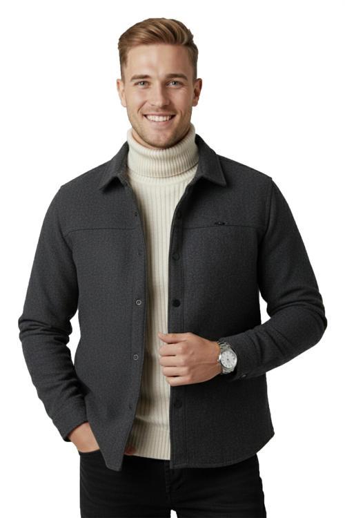 Erkek Füme Likralı Rahat Kalıp Cepsiz Kaşe Ceket – Çıt Çıtlı, Esnek Şık Model Ceket 0760