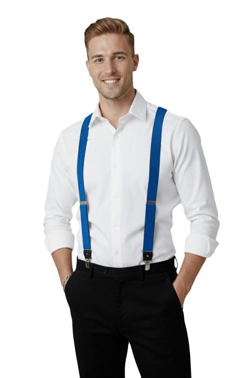 Unisex Mavi Derili Esneyebilen Lastik Ayarlanabilir Metal Klipsli Pantolon Askısı 2602025