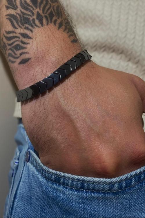 Hematit Taşı Makrome Örgülü Bileklik Tky0331