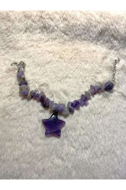 Ametist Yıldız Uçlu Kırıktaş Doğal Taş Bileklik Tky0300