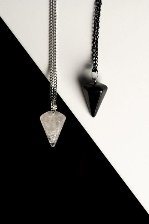 Kristal Kuvars-Oniks Doğal Taş Pandül Çift Sevgili Kolyeleri Tky0226