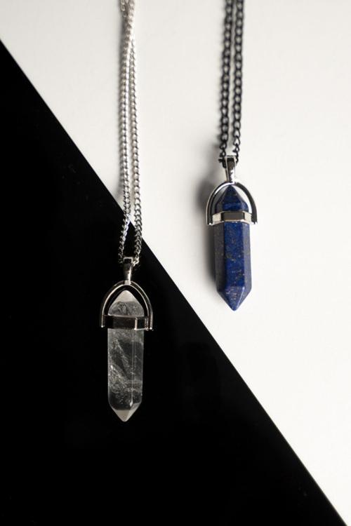 Kristal Kuvars-Lapis Lazuli Doğal Taş Çivi Çift Sevgili Kolyeleri Tky0238