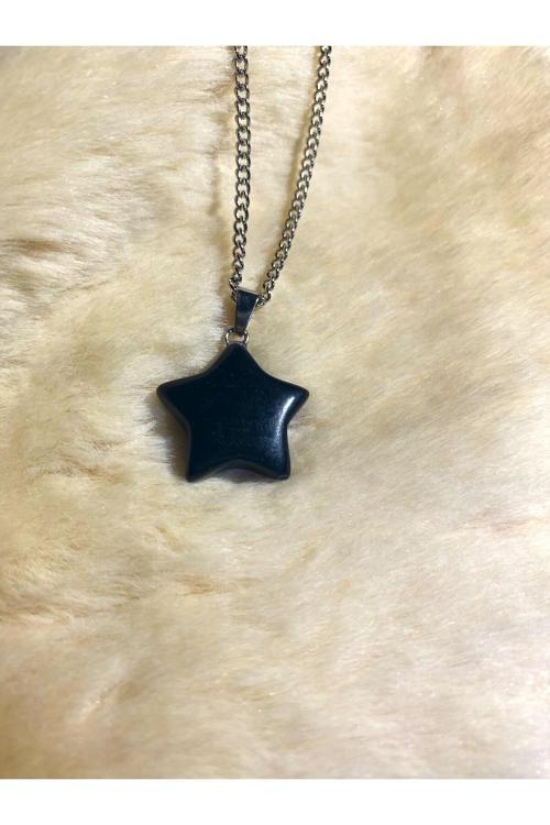 Oniks Doğal Taş Yıldız Kolye Tky0307