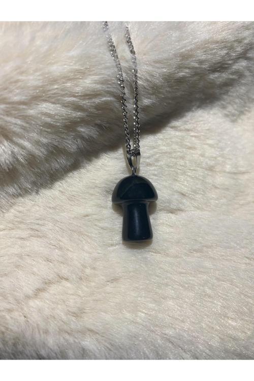 Oniks Doğal Taş Mantar Kolye Tky0314