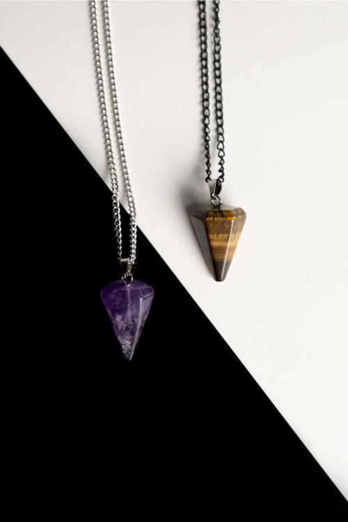 Ametist Kaplangözü Doğal Taş Pandül Çift Sevgili Kolyeleri Tky0228