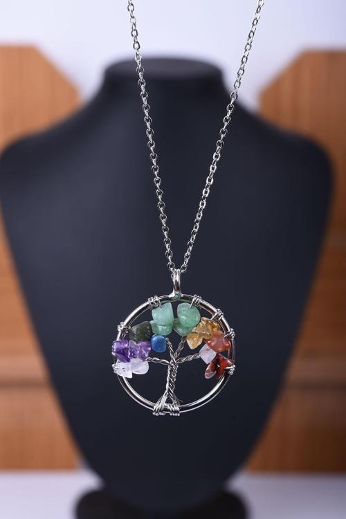 Çakra Doğal Taş Hayat Ağacı Kolye Tky0040