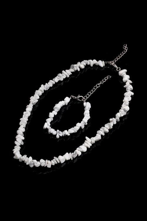 Havlit Kırık Doğal Taş Bileklik-Kolye Seti Tky0270