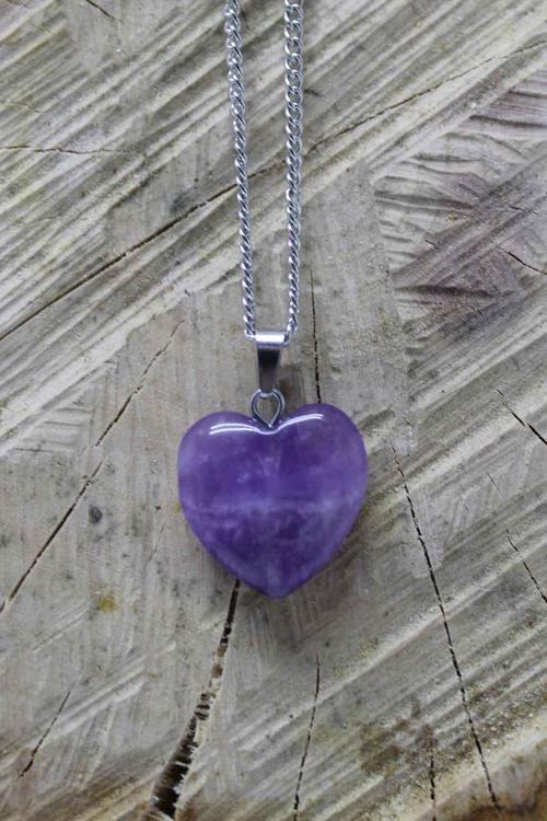 Ametist Doğal Taş Kalpli Kolye Tky0103