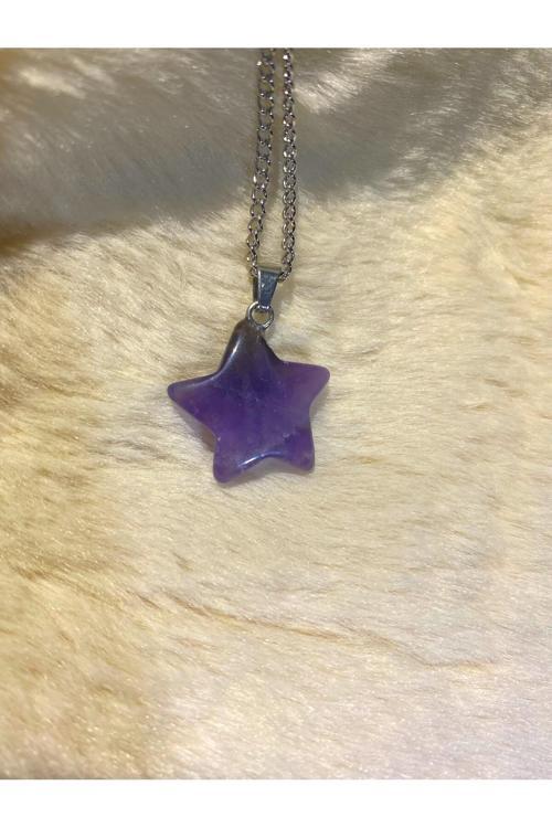 Ametist Doğal Taş Yıldız Kolye Tky0305