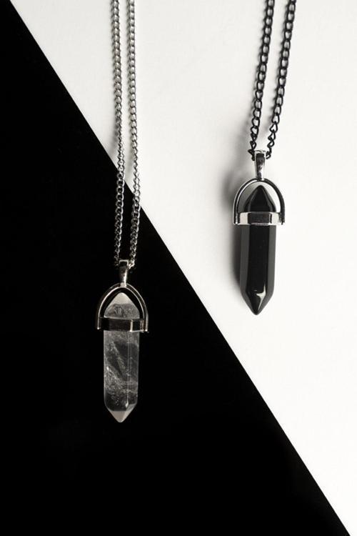 Kristal Kuvars-Oniks Doğal Taş Çivi Çift Sevgili Kolyeleri Tky0229