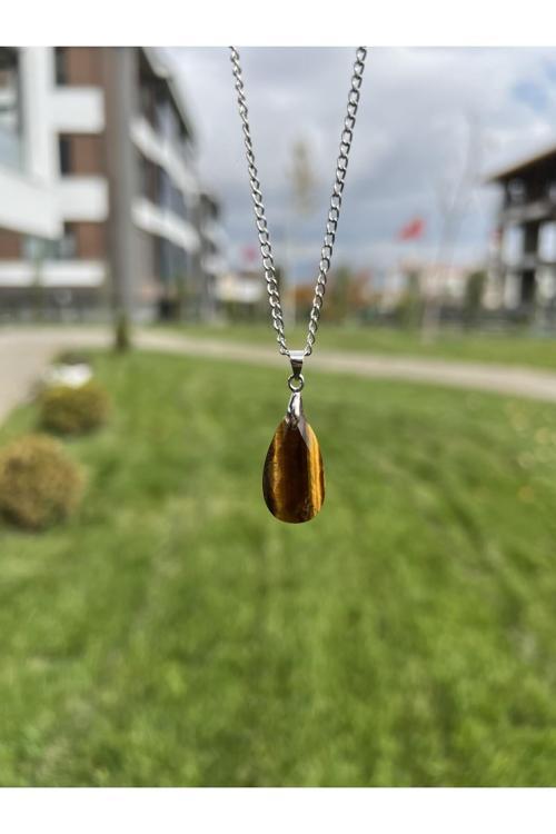 Kaplangözü Faset Kesim Damla Doğal Taş Kolye Tky0376