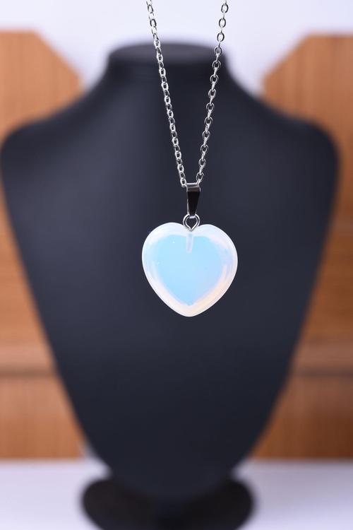 Opal Sentetik Taş Kalpli Kolye Tky0032