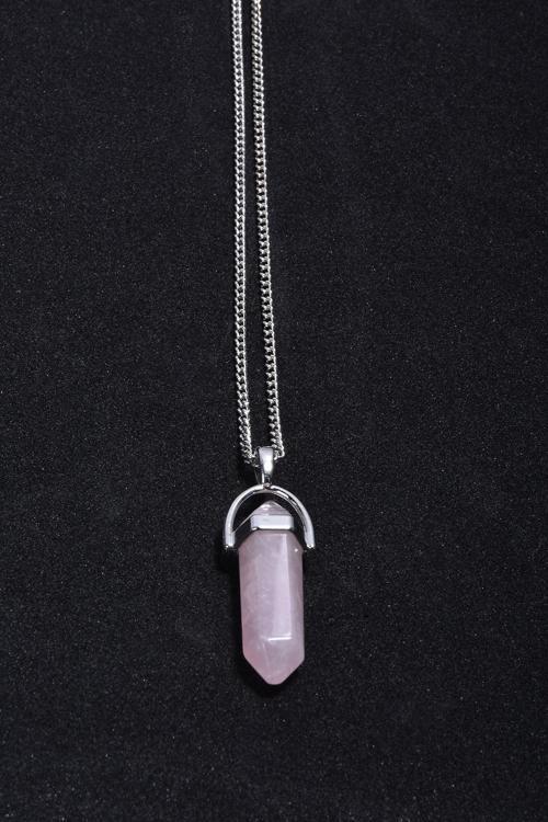 Pembe Kuvars Doğaltaş Çivi Kolye Tky0020