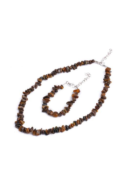 Kaplangözü Kırık Doğal Taş Bileklik-Kolye Seti Tky0272